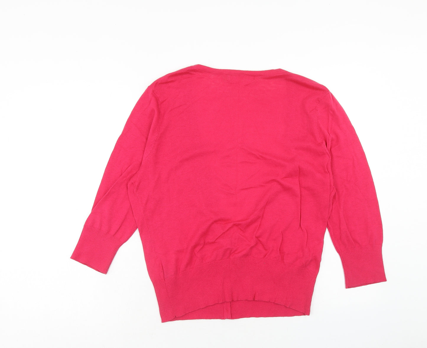 NEXT Womens Pink V-Neck Cotton Cardigan Jumper Size 18