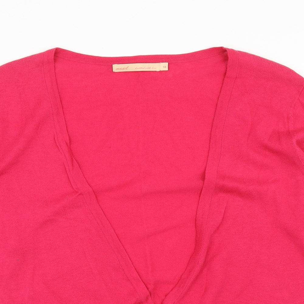 NEXT Womens Pink V-Neck Cotton Cardigan Jumper Size 18