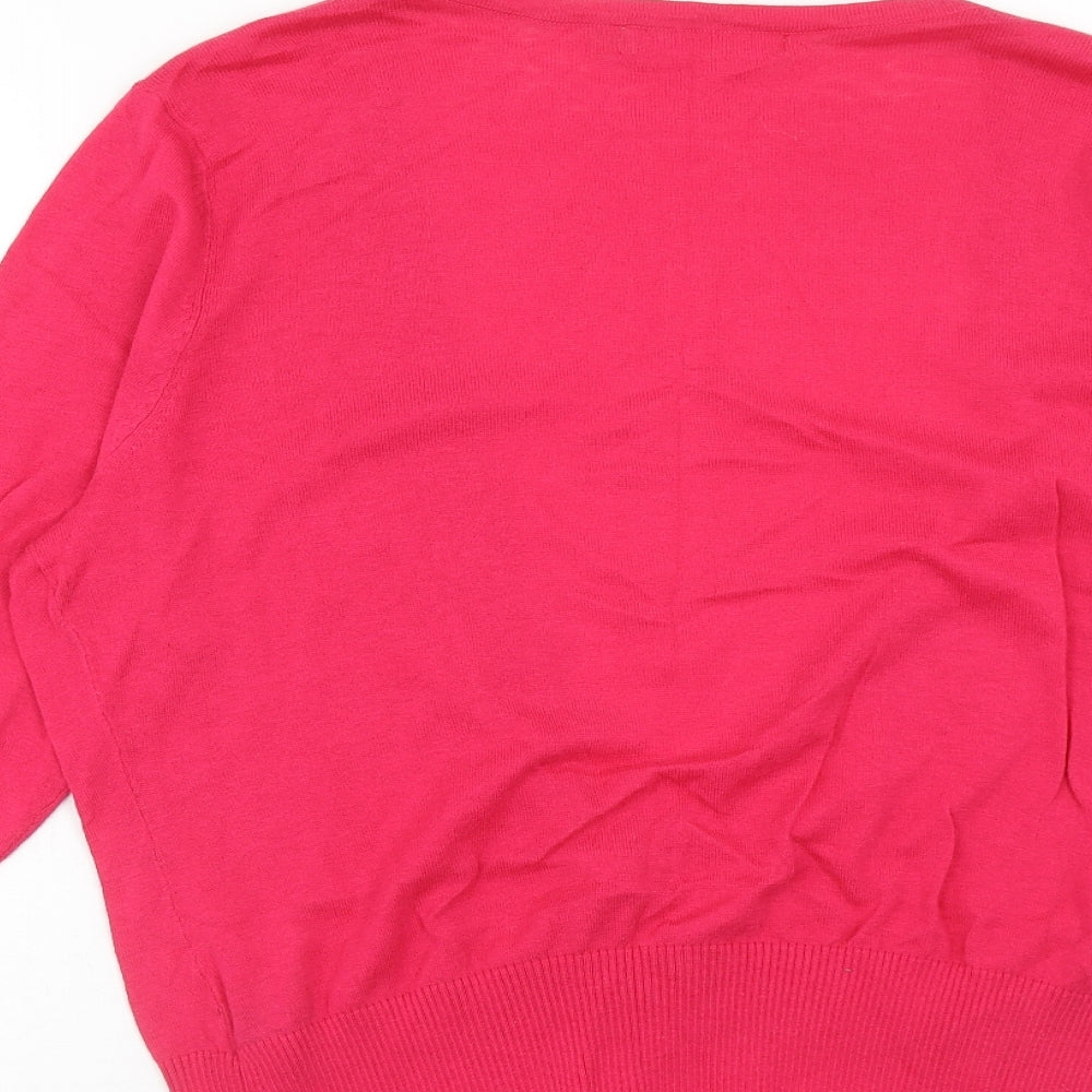 NEXT Womens Pink V-Neck Cotton Cardigan Jumper Size 18