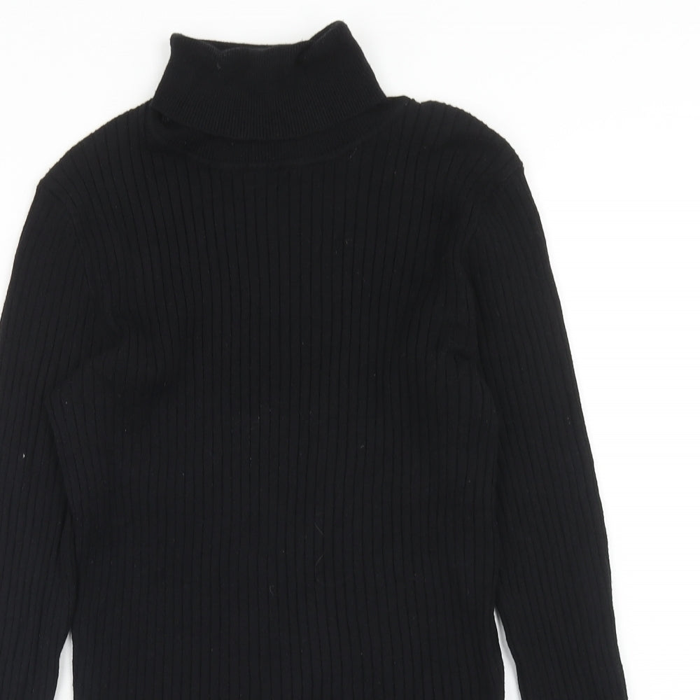 Primark Womens Black Roll Neck Viscose Pullover Jumper Size L - Size 14-16, Ribbed