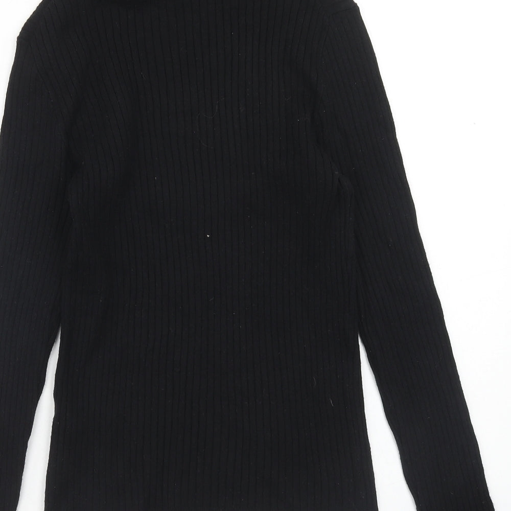 Primark Womens Black Roll Neck Viscose Pullover Jumper Size L - Size 14-16, Ribbed