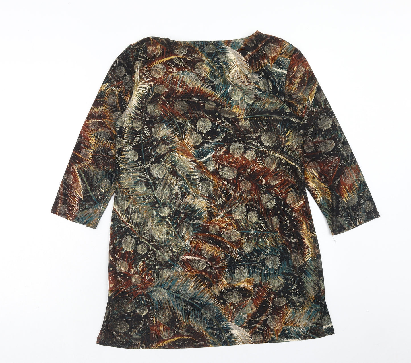 AFIBEL Womens Multicoloured Geometric Polyester Basic Blouse Size 14 Scoop Neck