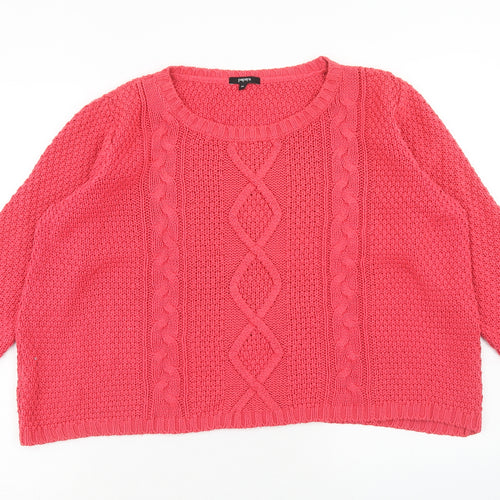 Papaya Womens Pink Scoop Neck Acrylic Pullover Jumper Size 16