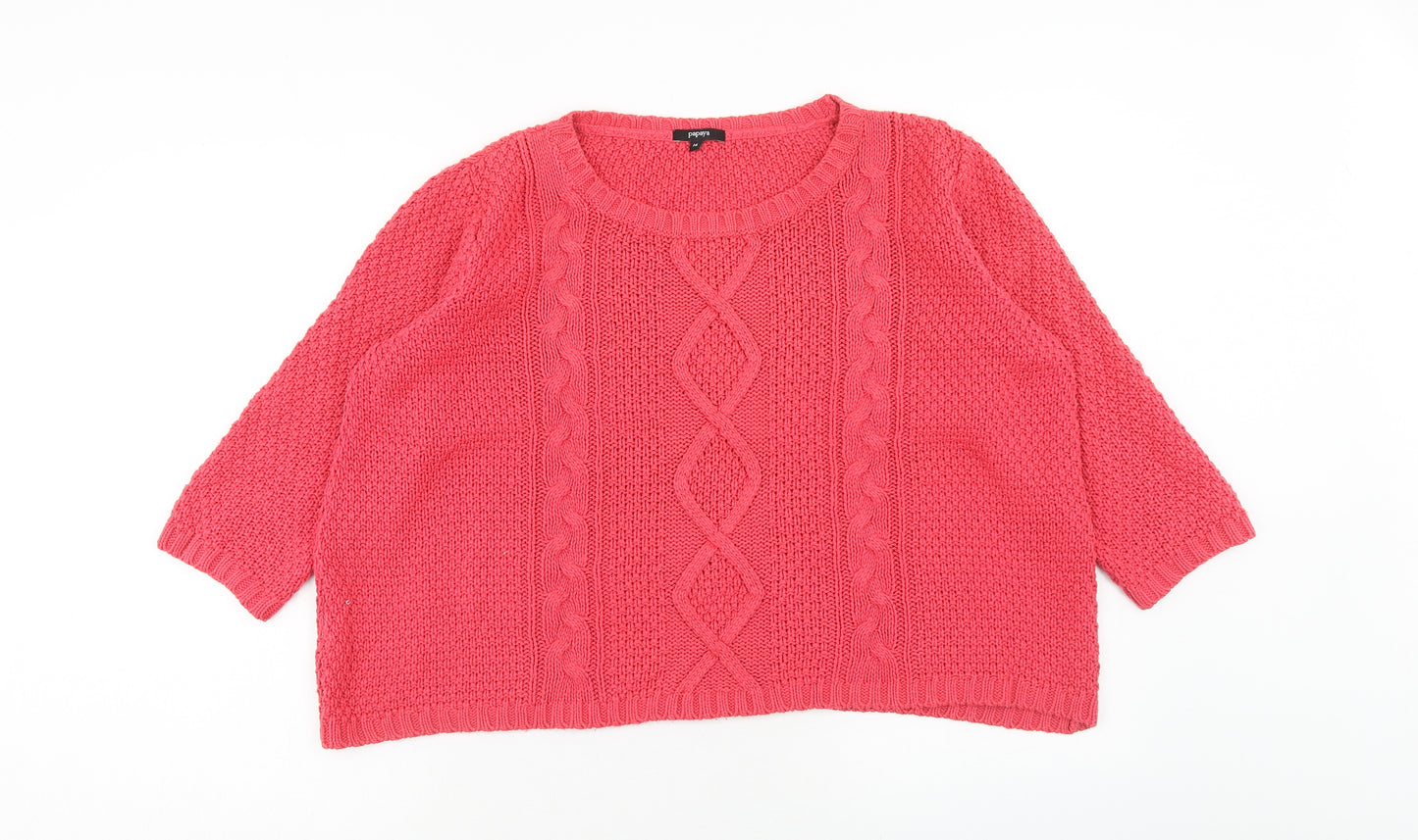 Papaya Womens Pink Scoop Neck Acrylic Pullover Jumper Size 16