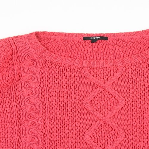 Papaya Womens Pink Scoop Neck Acrylic Pullover Jumper Size 16