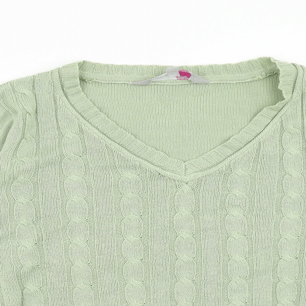 Key West Womens Green V-Neck Cotton Pullover Jumper Size L