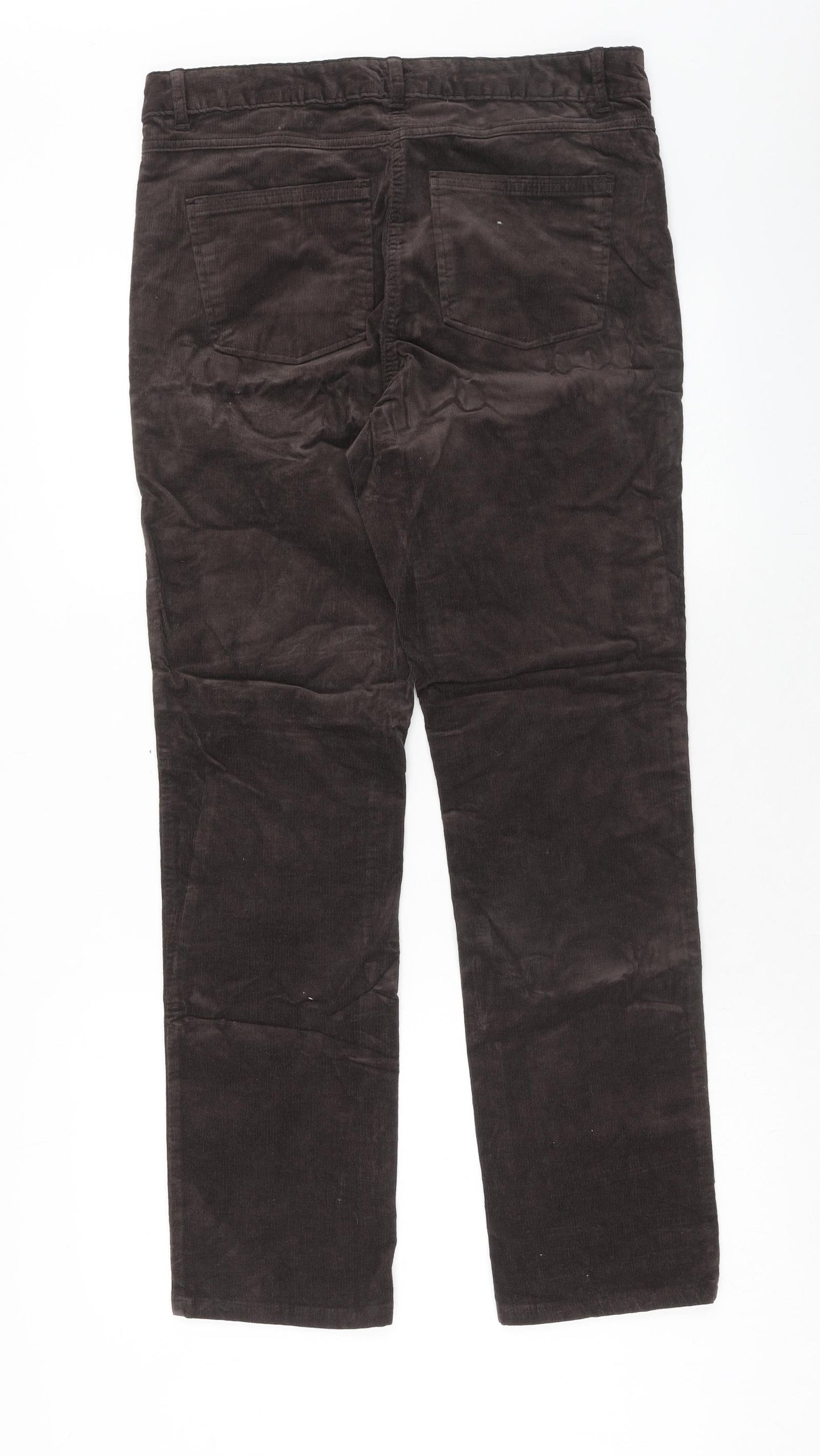 Marks and Spencer Womens Brown Cotton Trousers Size 12 Regular Zip