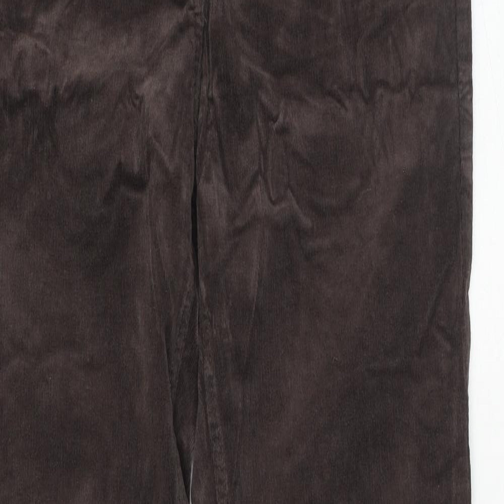 Marks and Spencer Womens Brown Cotton Trousers Size 12 Regular Zip