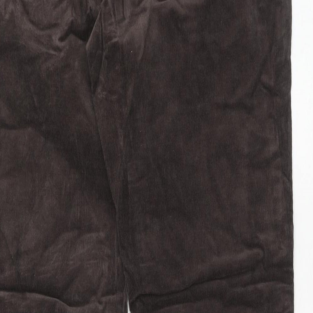 Marks and Spencer Womens Brown Cotton Trousers Size 12 Regular Zip