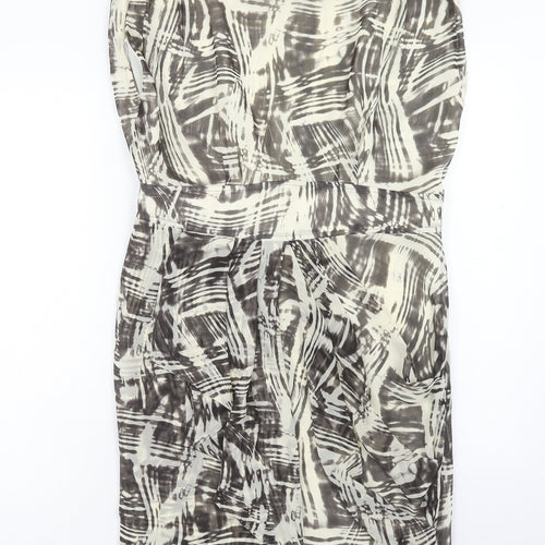 NEXT Womens Grey Geometric Polyester Pencil Dress Size 14 Boat Neck Zip