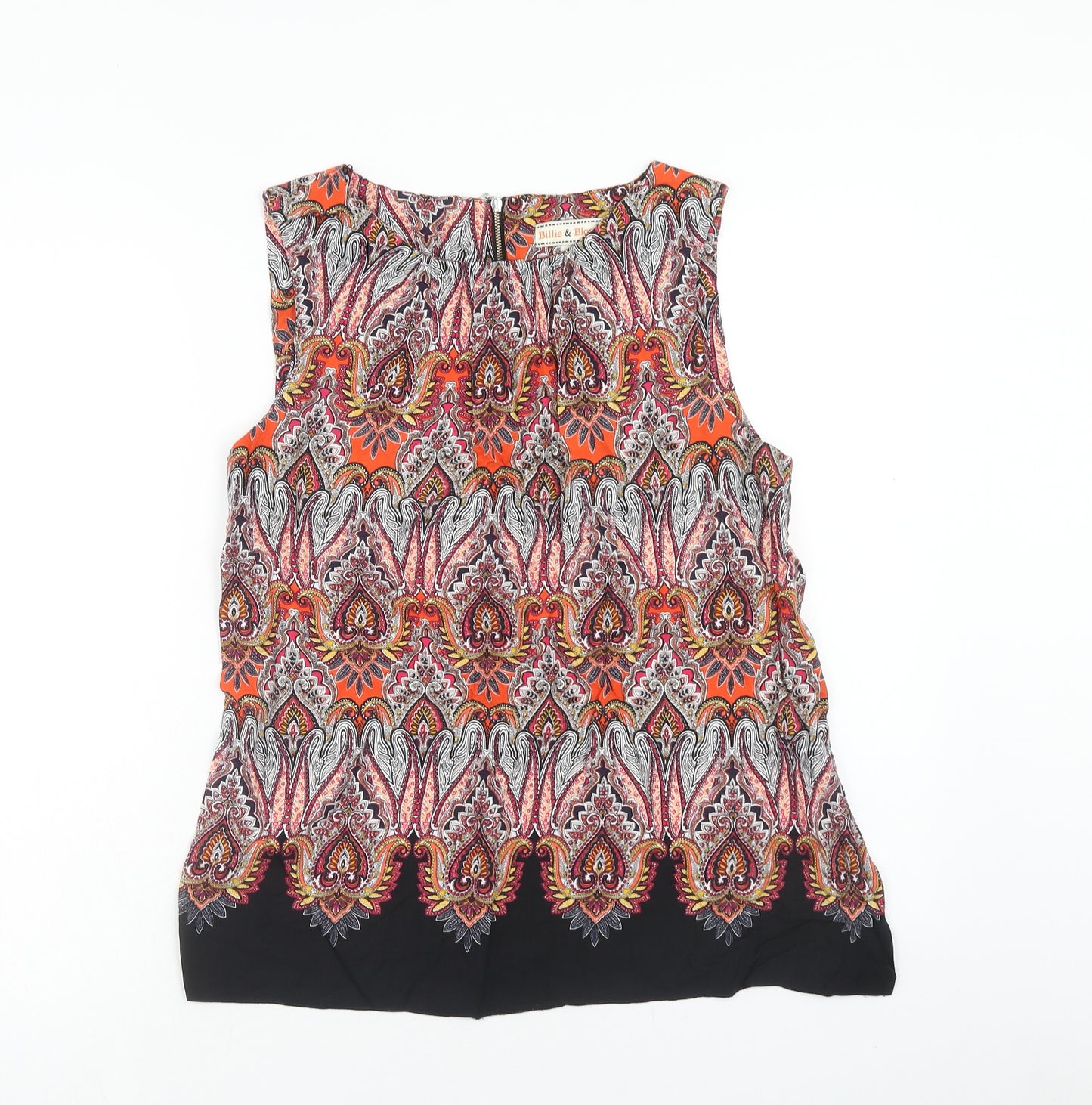 Billie & Blossom Womens Multicoloured Geometric Viscose Basic Blouse Size 14 Round Neck