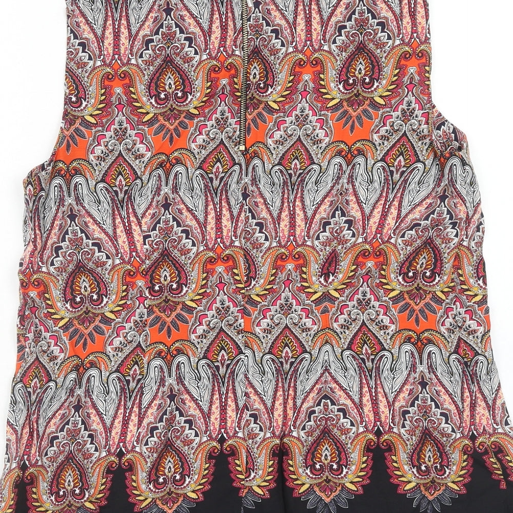 Billie & Blossom Womens Multicoloured Geometric Viscose Basic Blouse Size 14 Round Neck