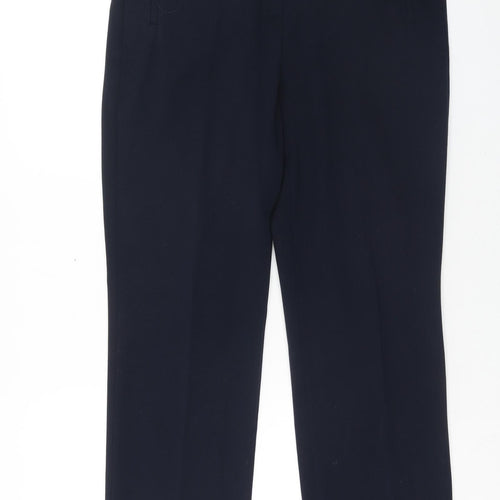 Marks and Spencer Womens Blue Polyester Trousers Size 12 Slim Zip