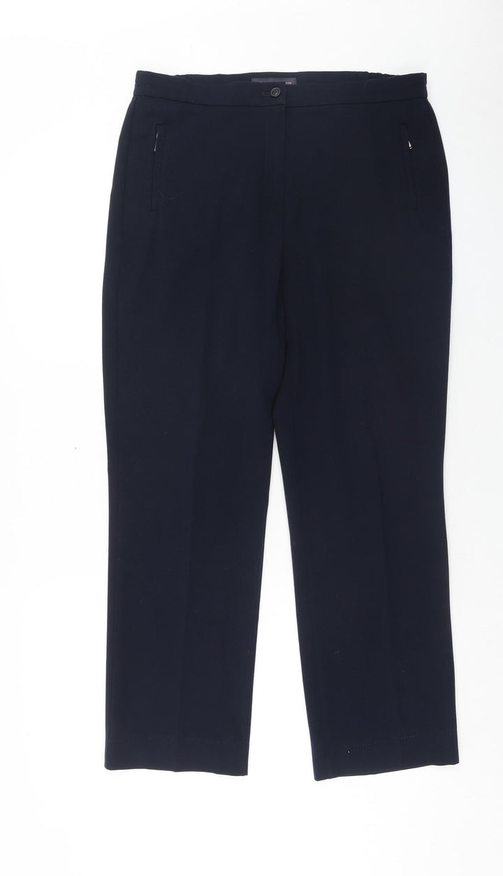 Marks and Spencer Womens Blue Polyester Trousers Size 12 Slim Zip