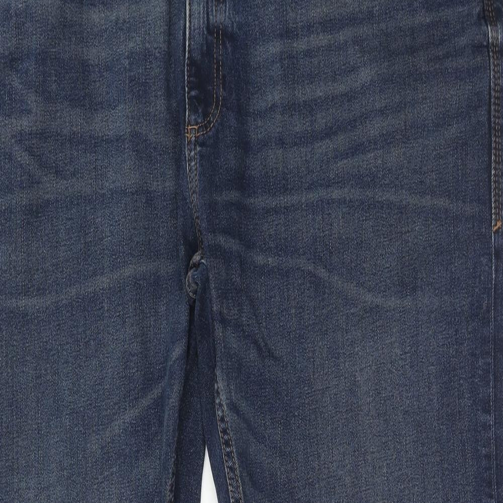 Marks and Spencer Mens Blue Cotton Straight Jeans Size 42 in L31 in Regular Zip