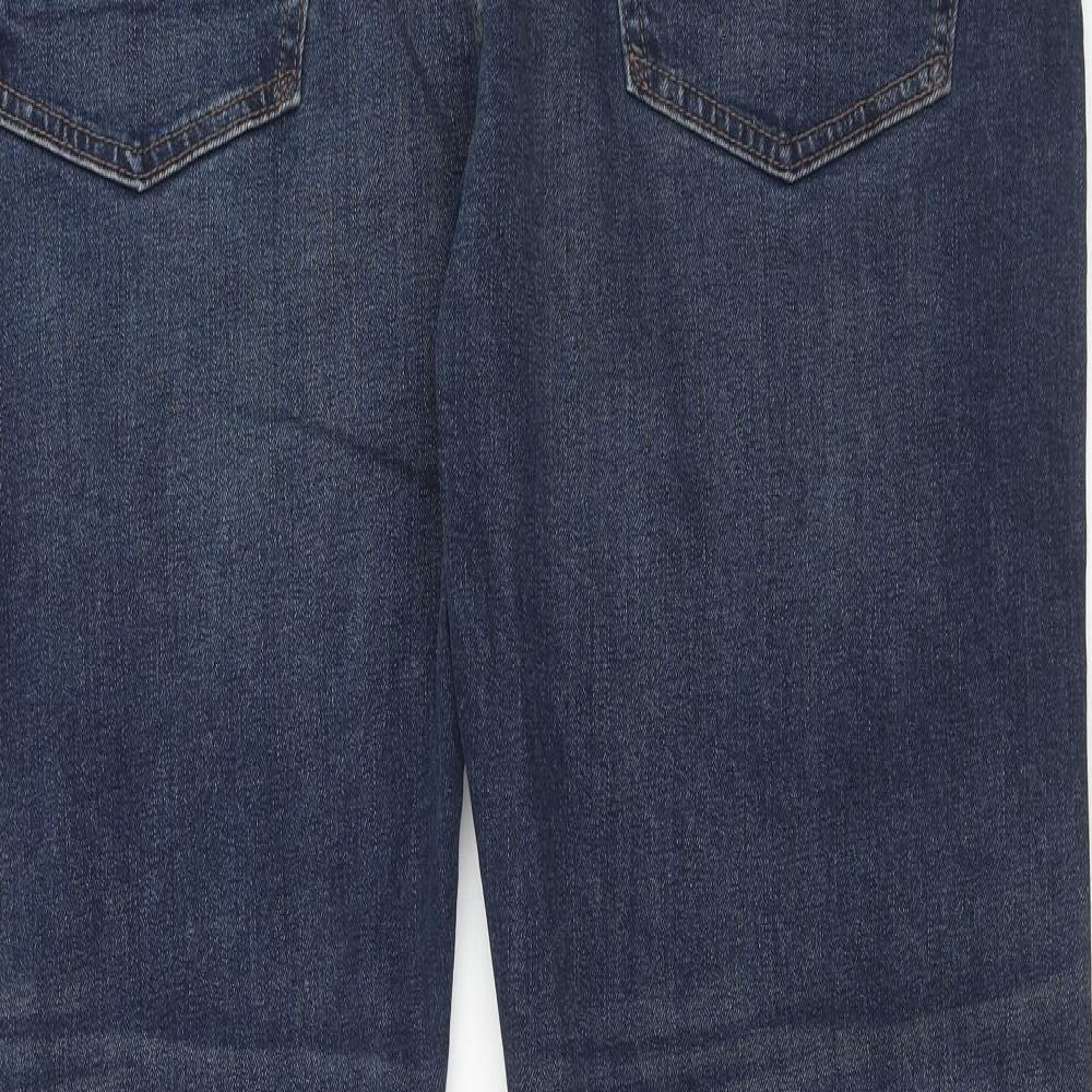 Marks and Spencer Mens Blue Cotton Straight Jeans Size 42 in L31 in Regular Zip