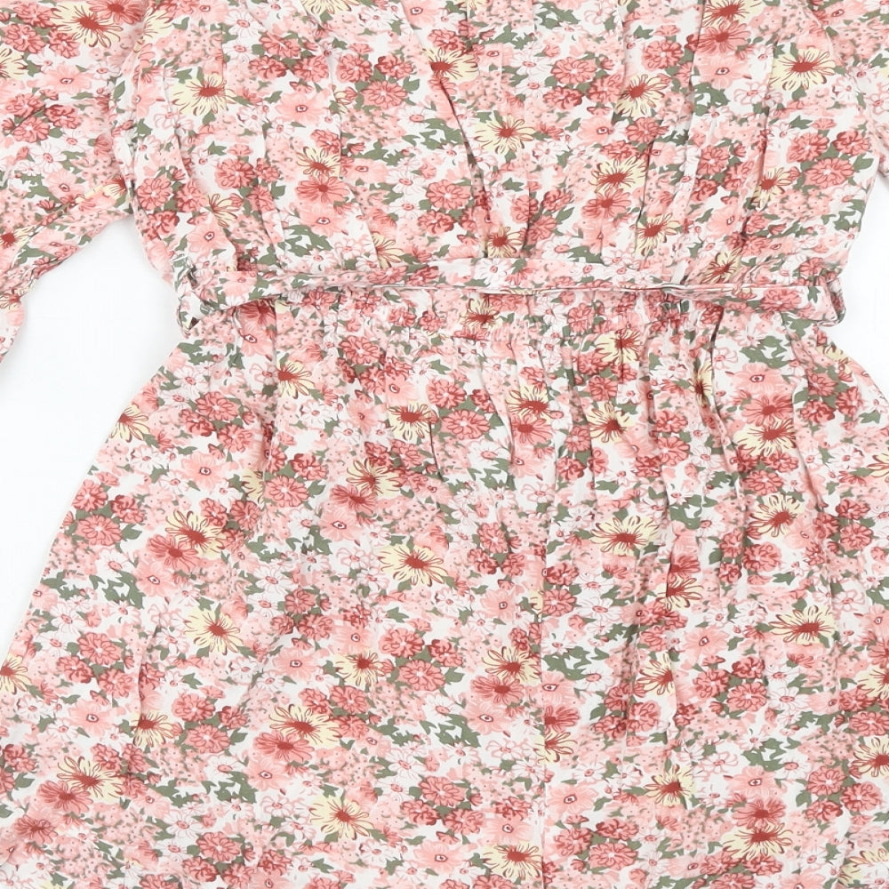 Love that Look Womens Pink Floral Viscose Playsuit One-Piece Size 10 Pullover