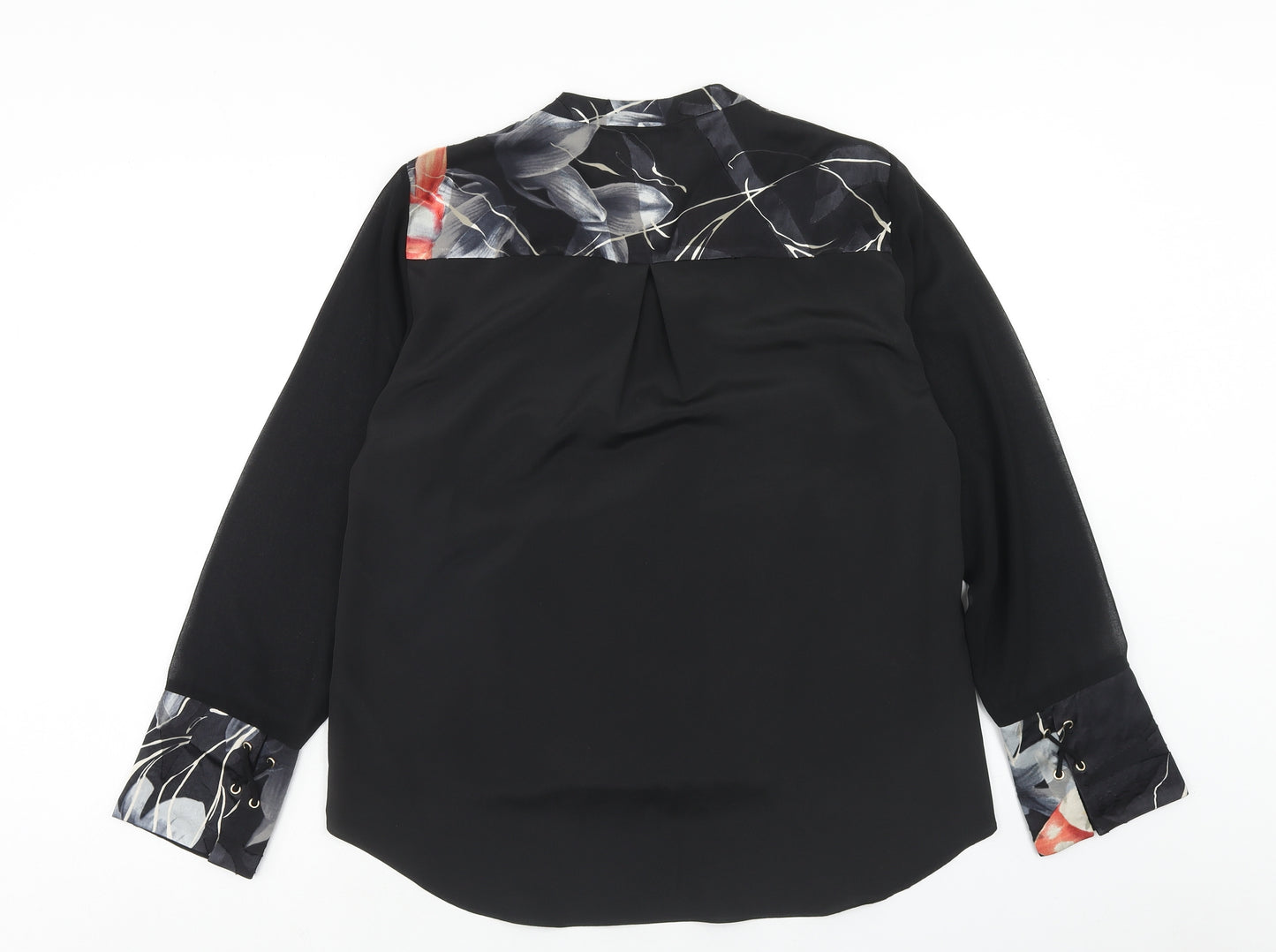 Coast Womens Grey Fair Isle Polyester Basic Blouse Size 14 V-Neck - Faux Wrap Front