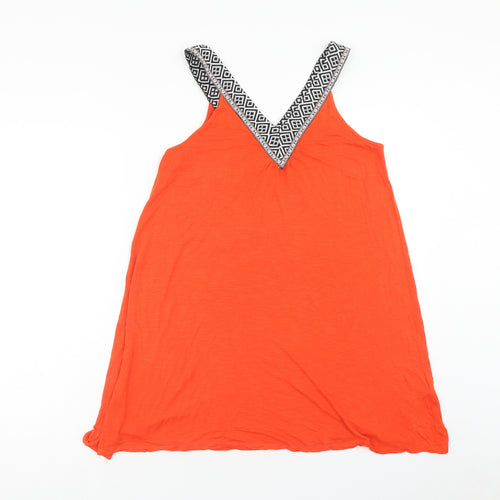 Papaya Womens Orange Viscose Basic Tank Size M V-Neck