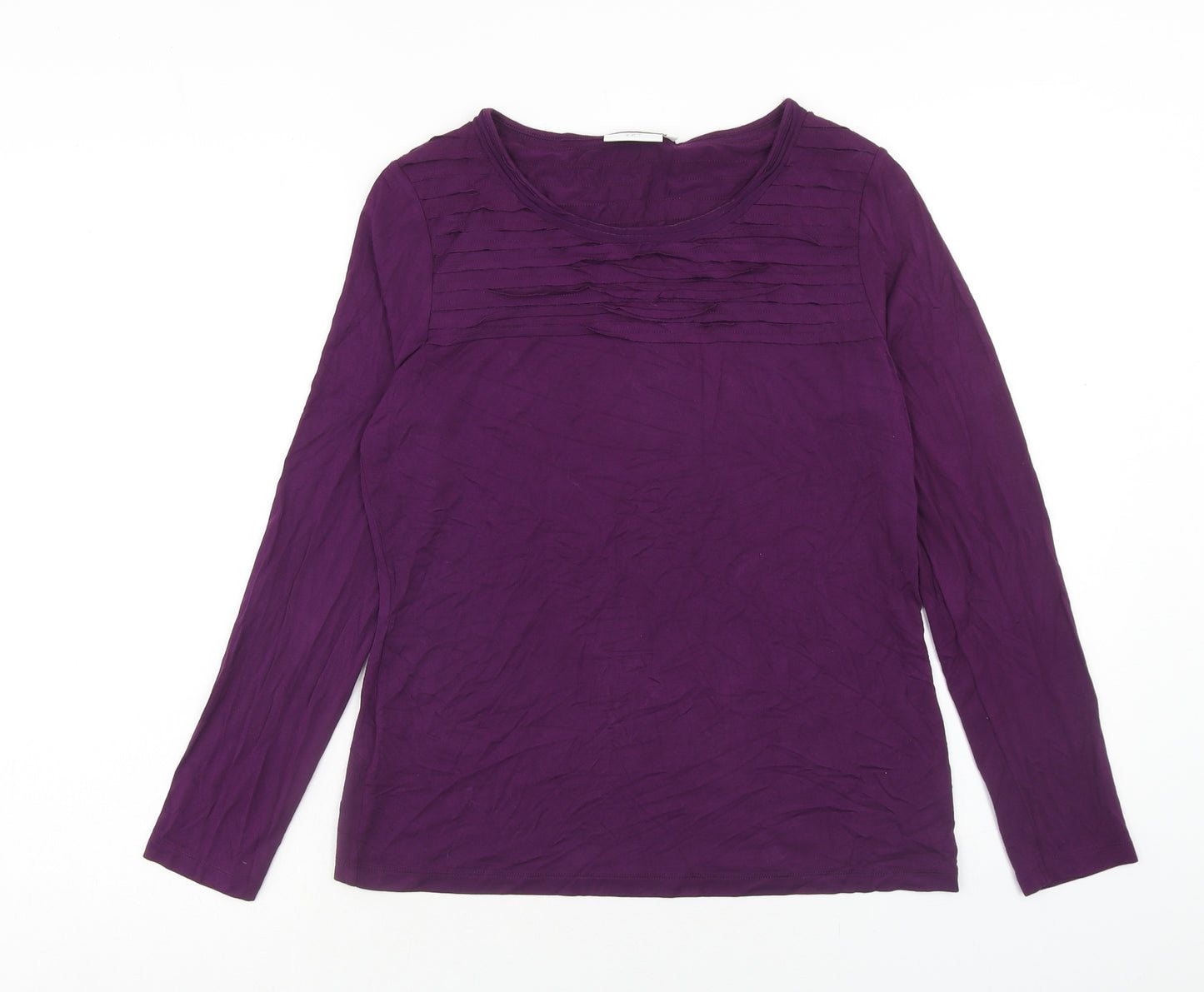 CC Womens Purple Viscose Basic Blouse Size M Scoop Neck