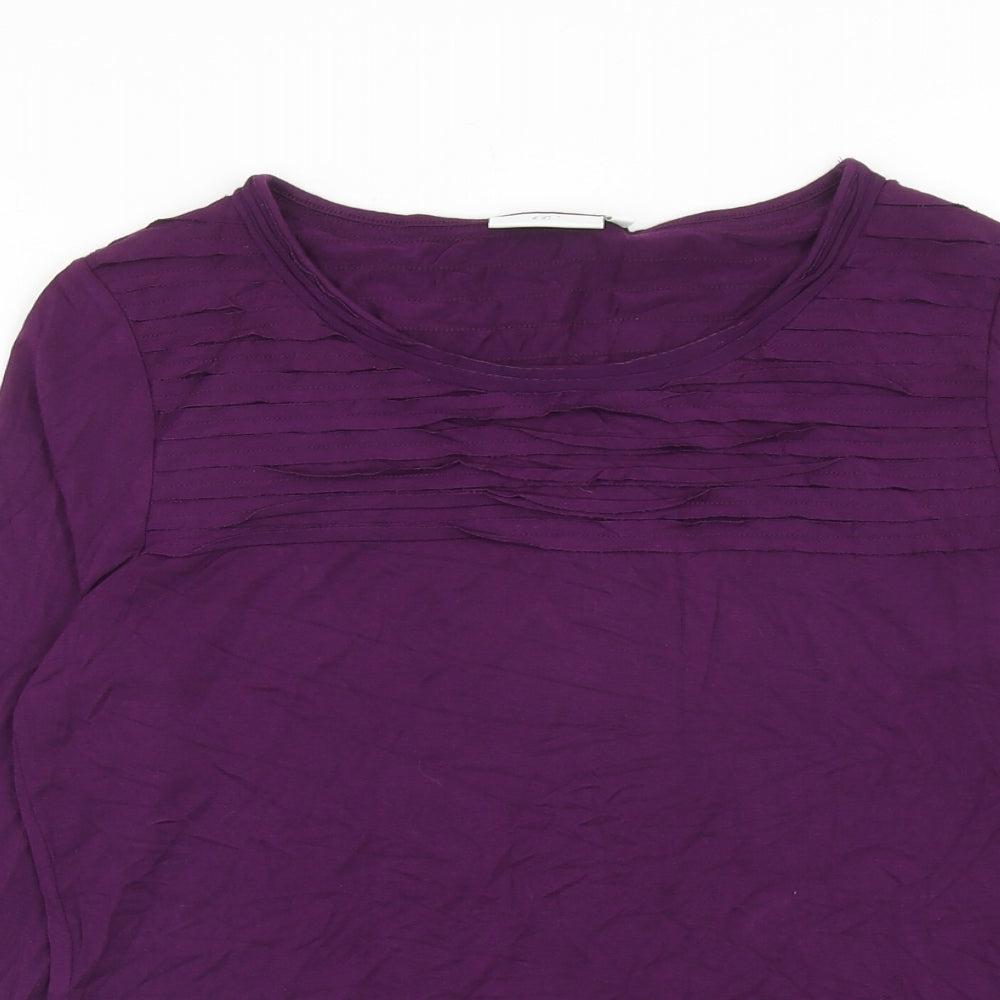 CC Womens Purple Viscose Basic Blouse Size M Scoop Neck