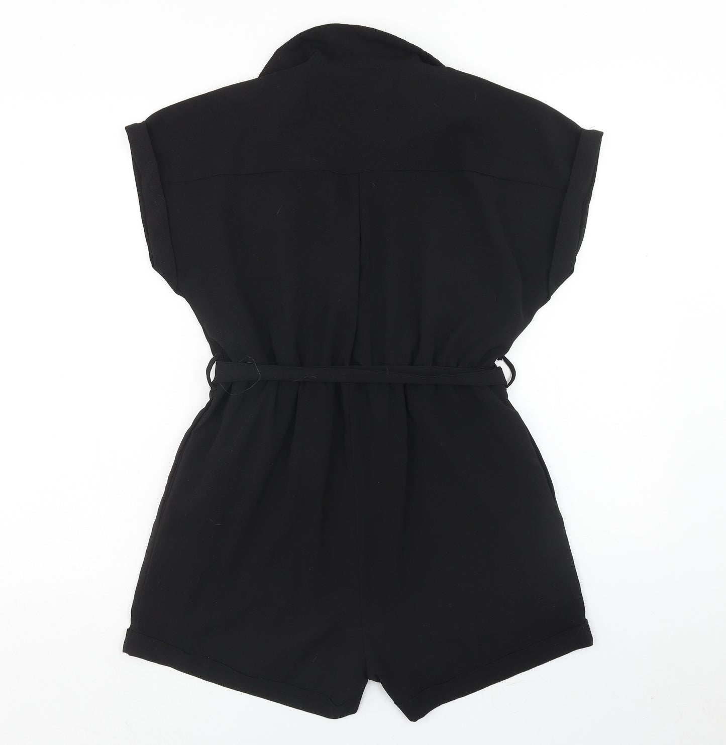 New Look Womens Black Polyester Playsuit One-Piece Size 8 Button