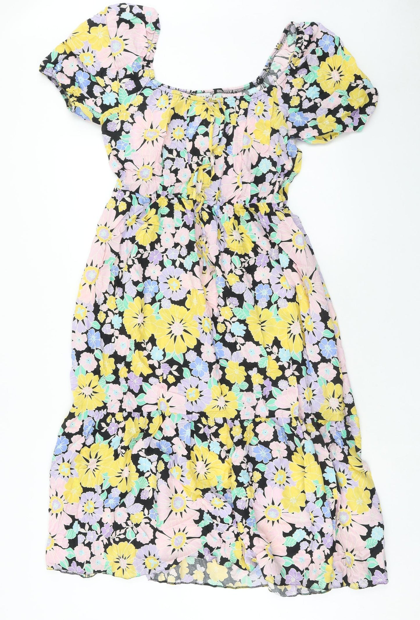 Papaya Womens Multicoloured Floral Viscose Fit & Flare Size 12 Scoop Neck Pullover
