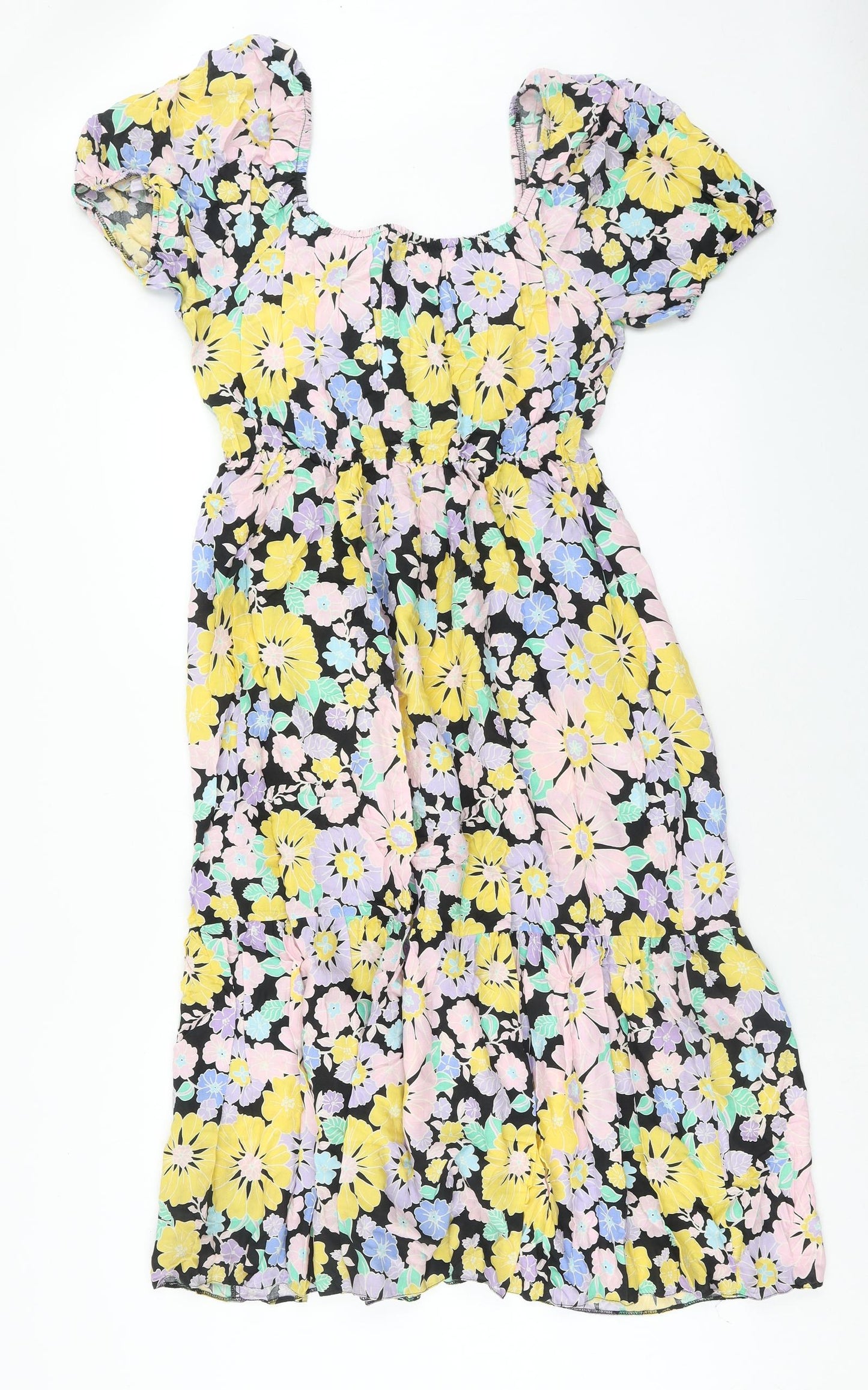 Papaya Womens Multicoloured Floral Viscose Fit & Flare Size 12 Scoop Neck Pullover