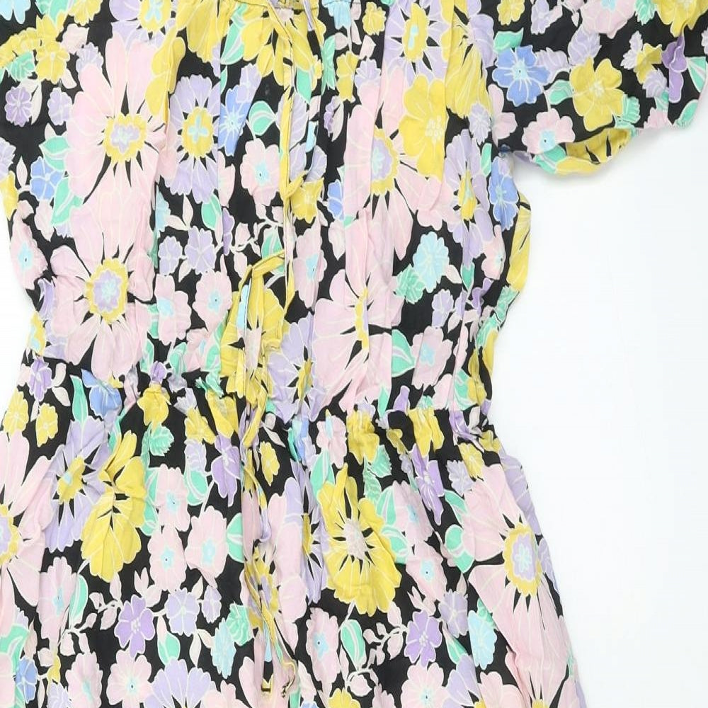 Papaya Womens Multicoloured Floral Viscose Fit & Flare Size 12 Scoop Neck Pullover
