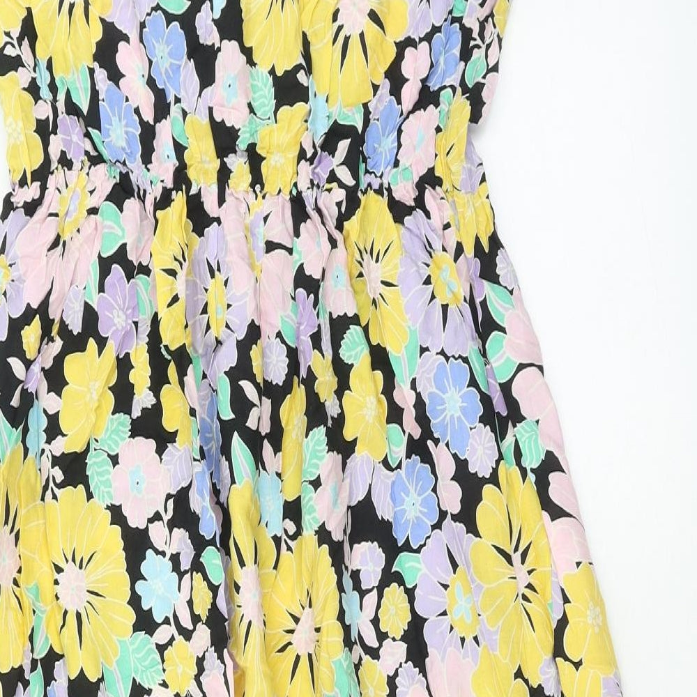 Papaya Womens Multicoloured Floral Viscose Fit & Flare Size 12 Scoop Neck Pullover
