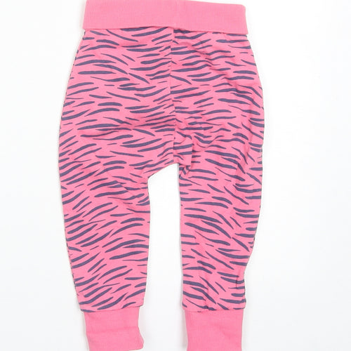 Mothercare Girls Pink Geometric Cotton Jogger Trousers Size 9-12 Months Pullover