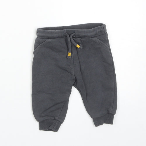 F&F Boys Grey Cotton Jogger Trousers Size 3-6 Months Drawstring
