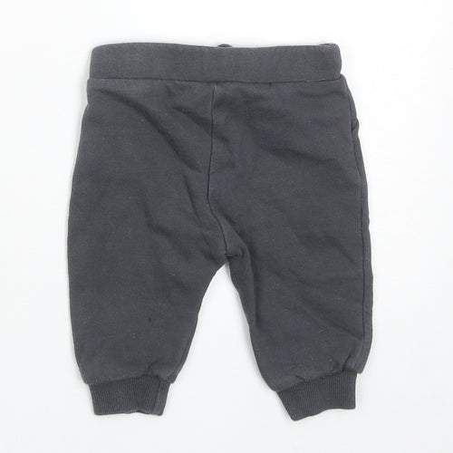 F&F Boys Grey Cotton Jogger Trousers Size 3-6 Months Drawstring
