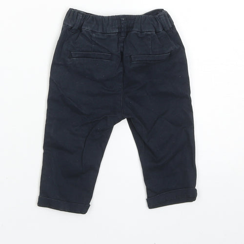 NEXT Boys Blue Cotton Capri Trousers Size 3-6 Months Button