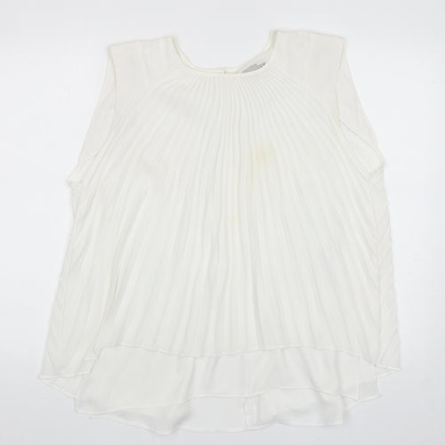 ASOS Womens White Polyester Basic Tank Size 14 Round Neck
