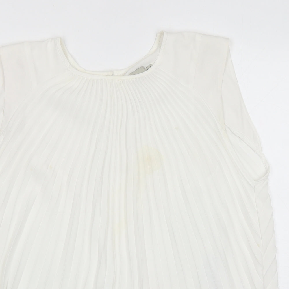 ASOS Womens White Polyester Basic Tank Size 14 Round Neck