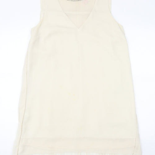 NEXT Womens Ivory Polyester Shift Size 14 Round Neck Button