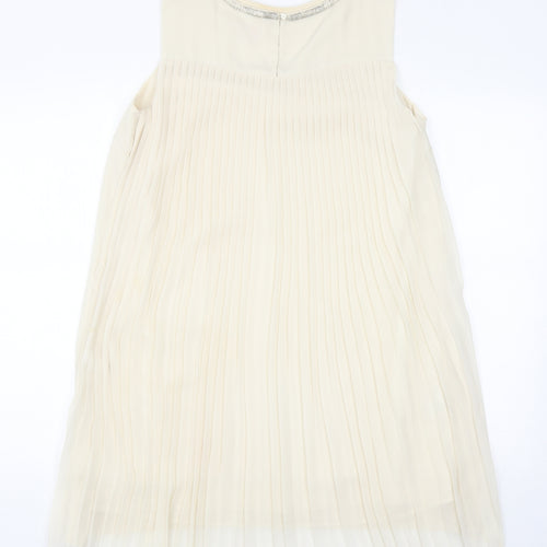 NEXT Womens Ivory Polyester Shift Size 14 Round Neck Button
