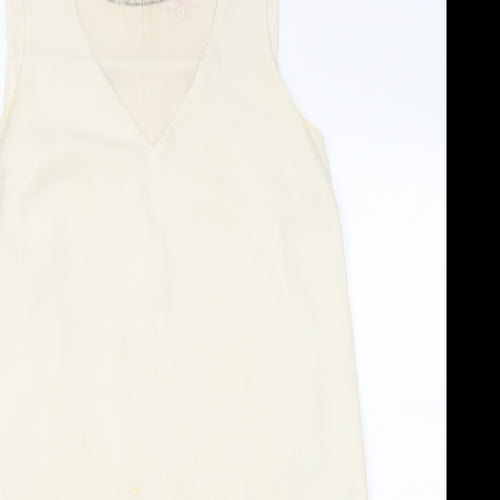 NEXT Womens Ivory Polyester Shift Size 14 Round Neck Button