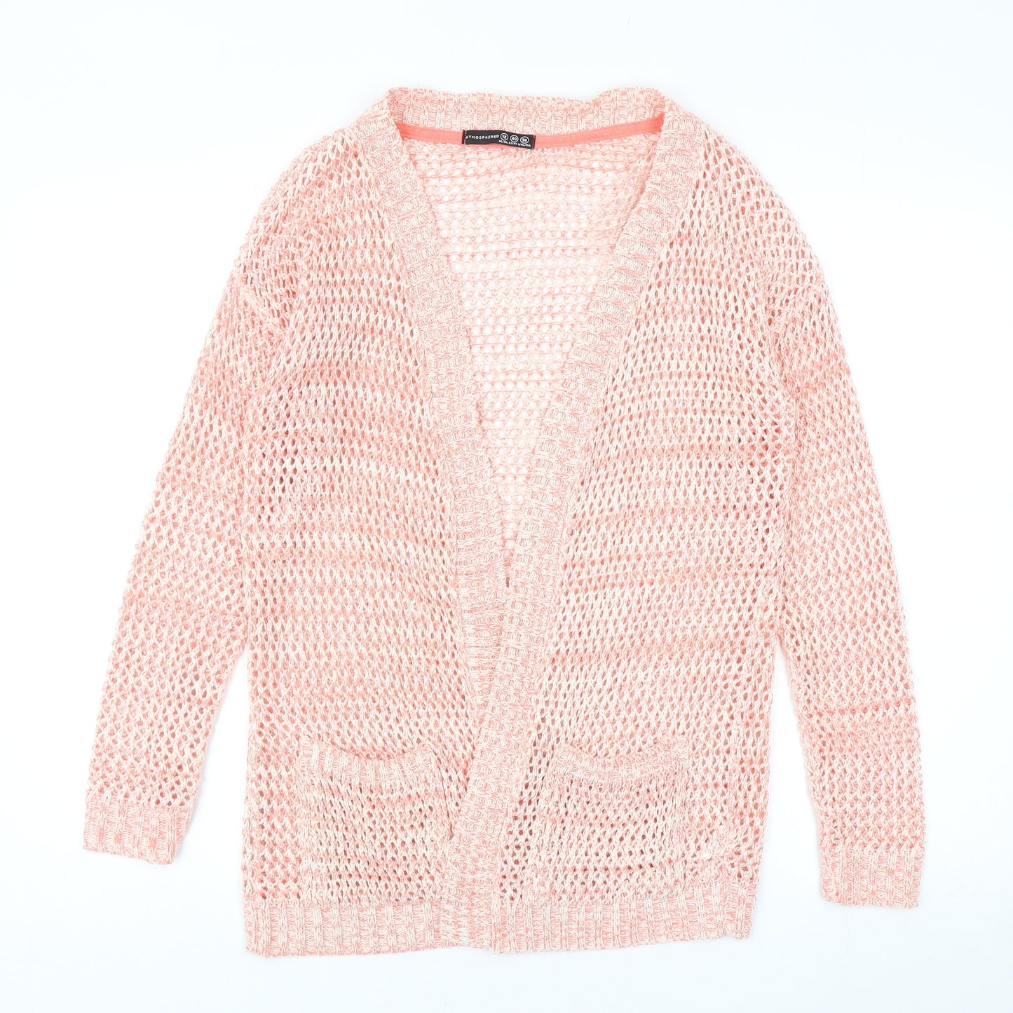 Atmosphere Womens Pink V-Neck Acrylic Cardigan Jumper Size 12