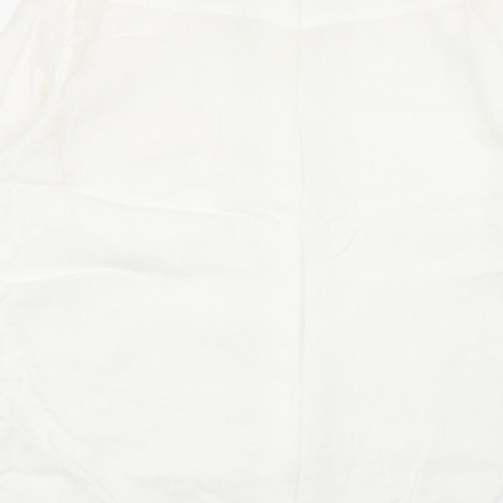 NEXT Womens White Linen Basic Button-Up Size 14 Collared