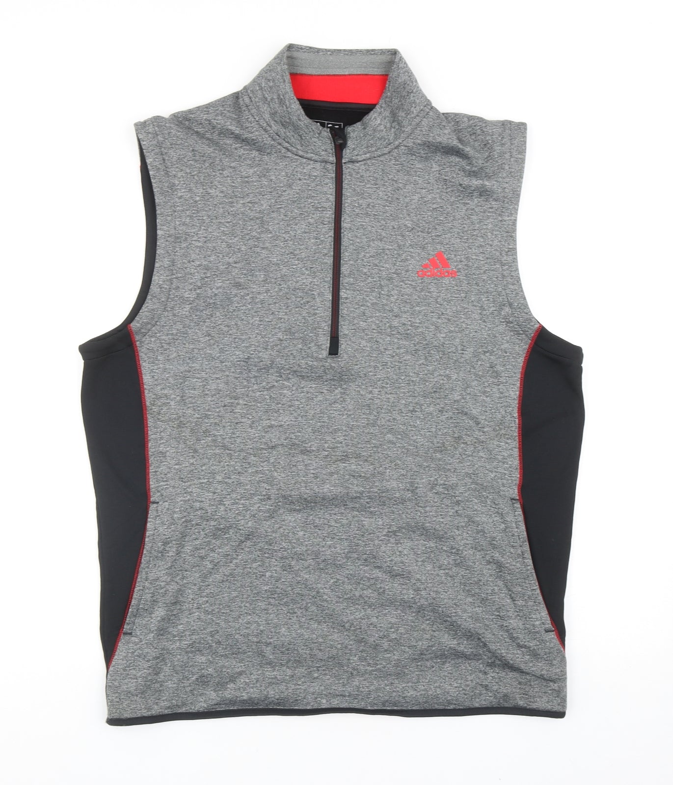 adidas Mens Grey Polyester Basic Tank Size M Mock Neck Zip