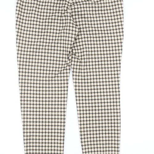Mango Womens Yellow Geometric Polyester Carrot Trousers Size L Regular Zip