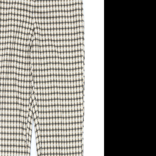 Mango Womens Yellow Geometric Polyester Carrot Trousers Size L Regular Zip