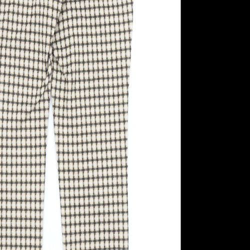 Mango Womens Yellow Geometric Polyester Carrot Trousers Size L Regular Zip