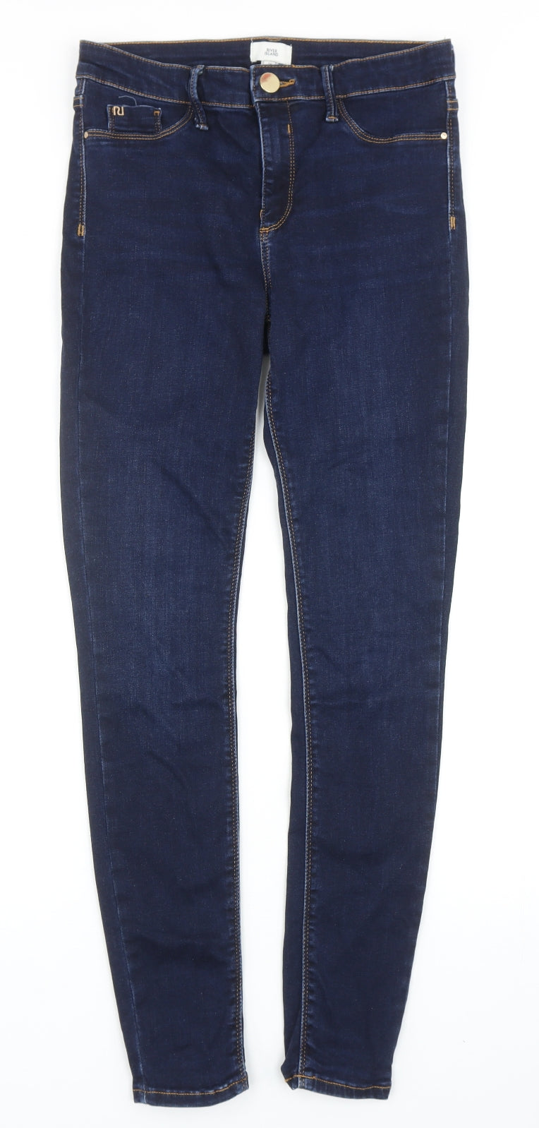 River Island Womens Blue Cotton Skinny Jeans Size 12 Regular Zip