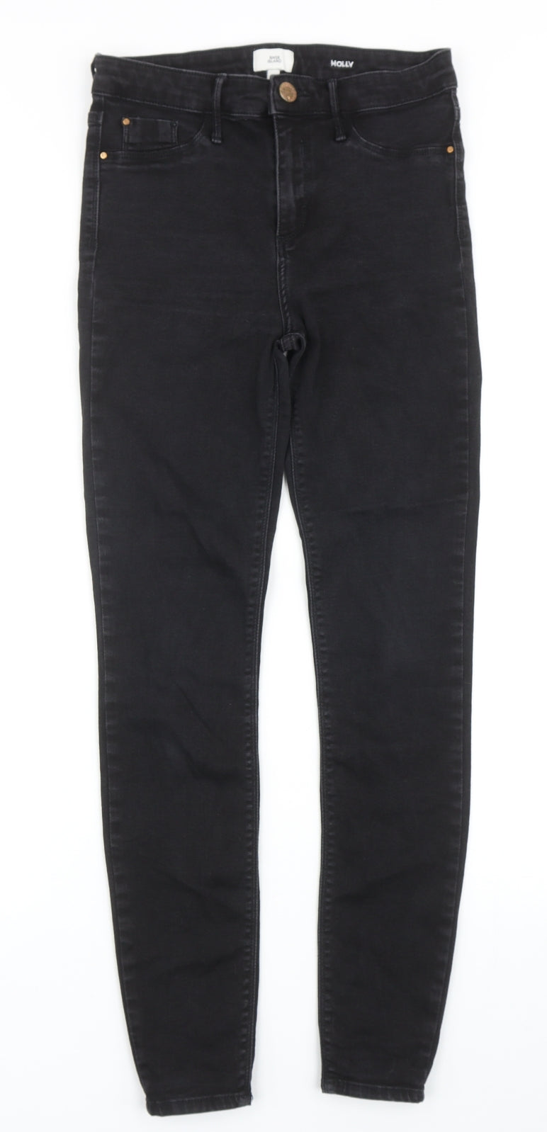 River Island Womens Black Cotton Skinny Jeans Size 10 Regular Zip
