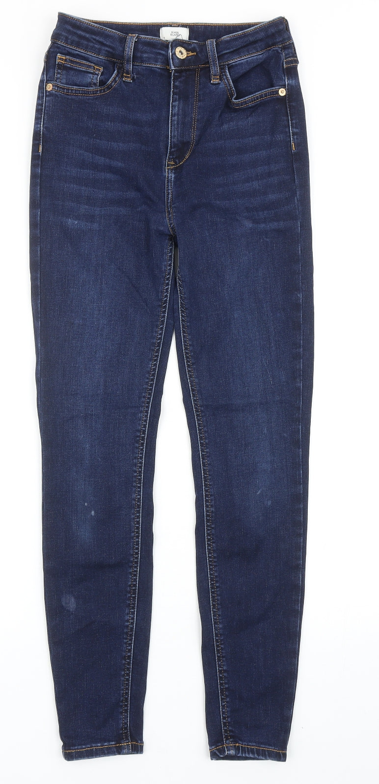 River Island Womens Blue Cotton Skinny Jeans Size 10 Regular Zip