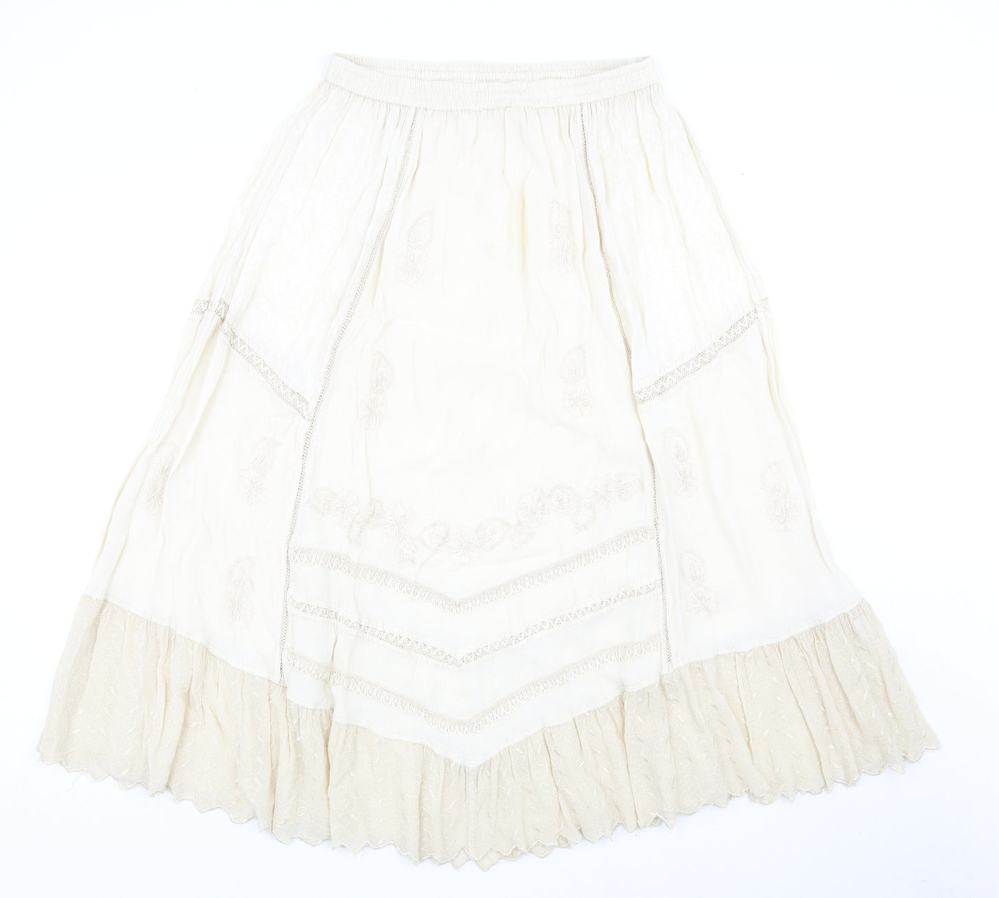 Just Elegance Womens Ivory Viscose Peasant Skirt Size M