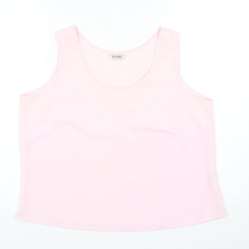 Fosby Womens Pink Polyester Basic Tank Size 16 Round Neck